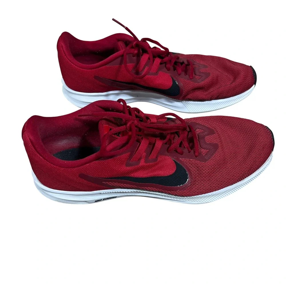Nike Downshifter 9 Solid Running Shoes Red Black Athletic Sneakers Size 12